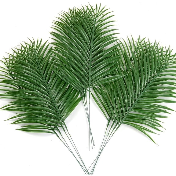 12pcs Artificial Palm Leaves Tropical Plant Outdoor UV Resistant Faux Fake Palm Fronds Plants Greenery Flowers for Home Kitchen Party Arrangement Wedding Decoration