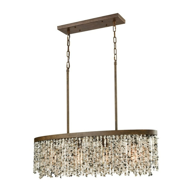 ELK Lighting Agate Stones 4 Light Chandelier In Weathered Bronze With Gray Agate Stones