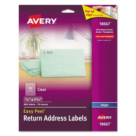Avery Matte Clear Easy Peel Return Address Labels Inkjet 1 2 X 1 3 4 800 Pack Walmart Com 450 Inkjet Address Return To