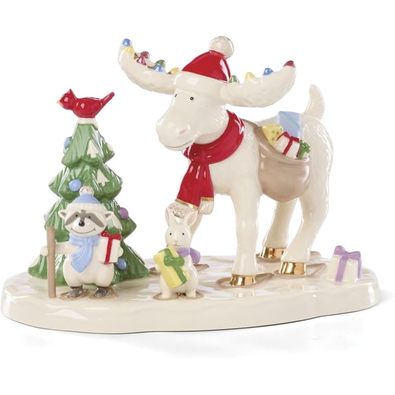 The Moose Delivering Gifts Figurine, Christmas Decorations, Indoor Decor