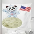 thumbnail image 1 of Panda Tapestry, Panda Astronaut on the Moon Holding USA Flag Moonwalk Imagination Fantasy Picture, Fabric Wall Hanging Decor for Bedroom Living Room Dorm, 5 Sizes, Red Navy White, by Ambesonne, 1 of 1