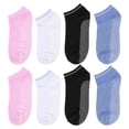 thumbnail image 1 of 4 Pairs of Short Socks Ankle Socks Simple Floor Socks (Black White Pink Blue), 1 of 4