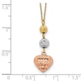 thumbnail image 2 of Diamond2Deal 14K Tri-Color Gold Beads and Heart Ropa Chain Necklace 18inch for Women, 2 of 4