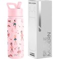 thumbnail image 1 of Miduoduo-Bouteille d'Eau pour Enfants avec Paille / Gobelet Réutilisable en Acier Inoxydable Isolé pour École, Filles, Garçons / Collection Summit / 18oz / Ballerine Rose, 1 of 4