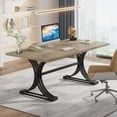 thumbnail image 4 of 63" Large Office Desk, Modern Executive Desks with Stylish Legs, Wood Computer Desk, Business Furniture Work Desk for Home Office ( and Black), 4 of 14