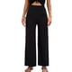 thumbnail image 1 of Pantalones De Pierna Ancha Ajuste Casual Color Puro Elasticidad Transpirable Rayas Mujer Pantalones Largos Negro M, 1 of 5