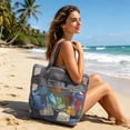thumbnail image 6 of AUNVITO Mesh Net Beach Tote Bag, Large Capacity Ventilated Sand-Proof Shoulder Handbag for Summer Swimming Travel Outdoor, 1pc, 6 of 7