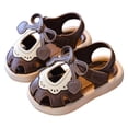 thumbnail image 4 of KPOPLK Toddlers and kids Water Shoes Beach Essentials Girls Open Toe Sandals Lightweight Breathable and Two Adjustable Straps Size 7,Coffee, 4 of 5