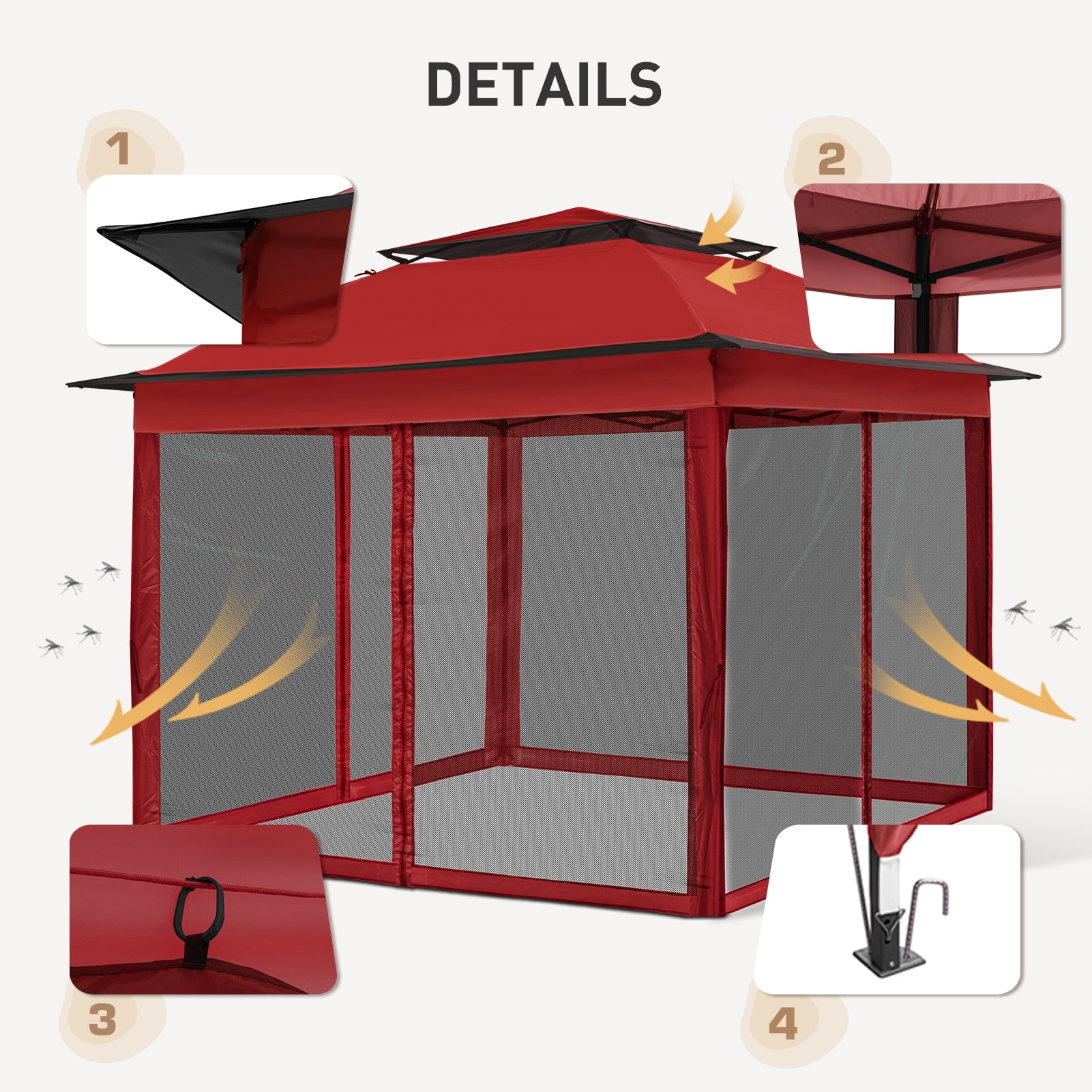 EAGLE PEAK Gazebo 11 x 11 ft Straight Leg Pop-Up Canopy(Red)