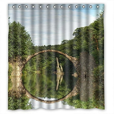 Round Bathroom Windows HelloDecor Peculiar Round Bridge Shower Curtain Polyester Fabric Bathroom Decorative Curtain Size 66x72 Inches ()