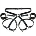thumbnail image 1 of adjustable pu belt waistband with buckle metal buckle belt PU Leather Belt with Chain and Lock Adjustable Metal Buckle Bound Waistband Fashion Style Black, 1 of 8
