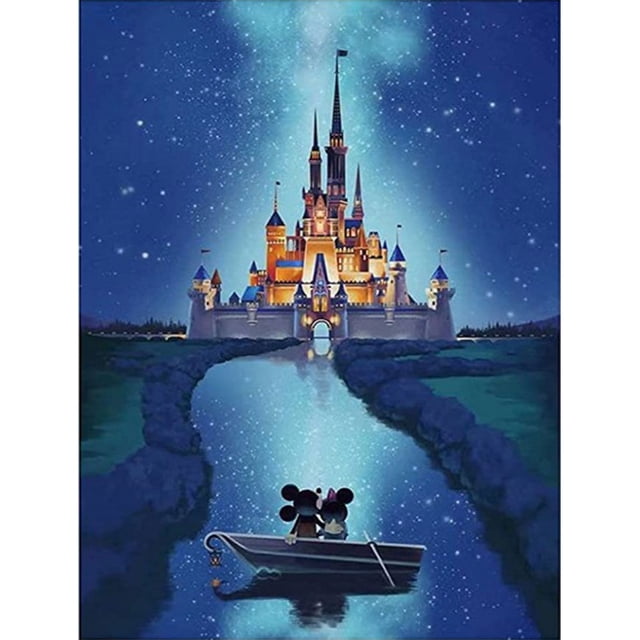 Cuadros Decorativos Kits de pintura de diamantes de Castillo de Disney taladro cuadrado completo decoración del hogar 30x40cm (F553) Likrtyny embutido en tela