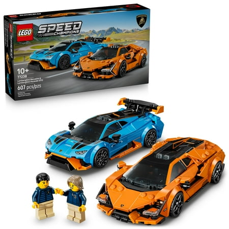 LEGO Speed Champions Lamborghini Revuelto & Huracán STO Car Toys - Building Toy for Pretend Play for Boys & Girls, Ages 10+ - Gift for Christmas - Model Car Kit Display - 77238