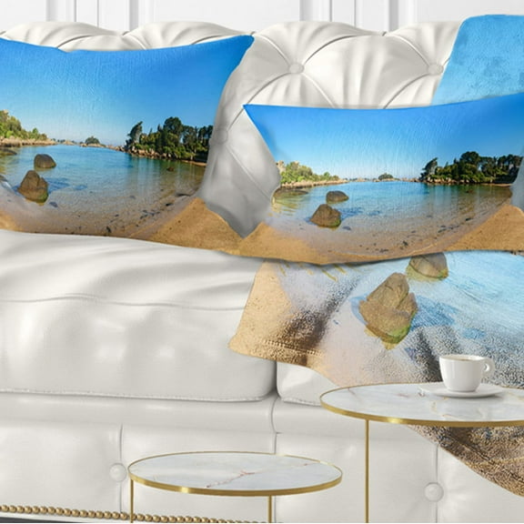 Designart 12" x 20" Blue Polyester Throw Pillow