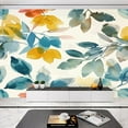 thumbnail image 2 of Peel and Stick Wallpaper Seamless flower pattern abstract floral watercolor texture yellow blue Canvas Texture Removable Wall Murals Large Wall Stickers for Living Room Bedroom Home Decoration, 2 of 5