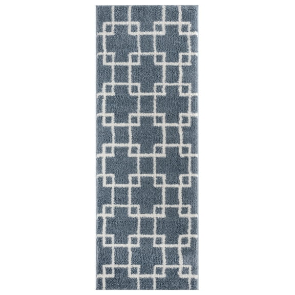United Weavers Celestial Dadrail Contemporary Geometric Runner Rug, Blue/Grey, 2'7" x 7'2"