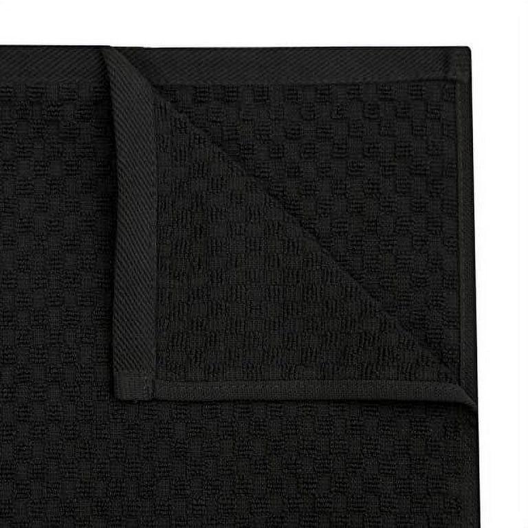 Cotton Craft - 8 Pack - Euro Cafe Waffle Weave Terry Kitchen Towels - 16x28  Inches -Black - 400 GSM quality - 100% Ringspun 2 Ply Cotton - Highly