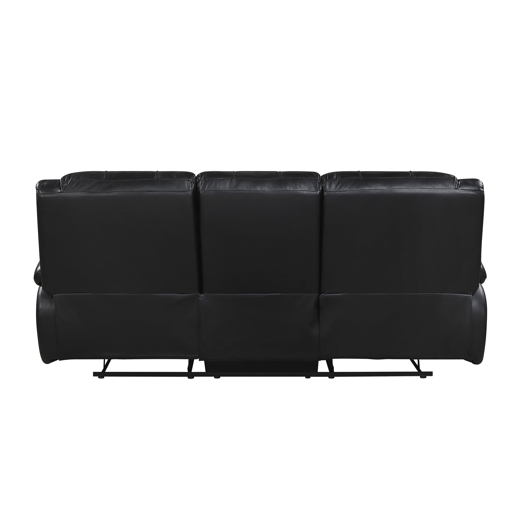 OakvillePark Arlisse Leather Match Manual Double Reclining Sofa, Black