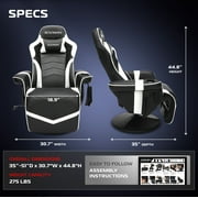 RESPAWN 900 Console Gaming Recliner with Footrest and Lumbar Support - Comfortable Ergonomic Gaming Chair with Headrest, No Wheels, Reclining, Heavy Duty, Racing Style Video Game Chairs - White