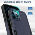 thumbnail image 3 of Defender Case for iPhone 12 Pro 6.1'' - Heavy Duty 1 in 1 Design Rugged Full Body Dustproof Shockproof Bumper Non-Slip Protective Cover,Blue,For iPhone 12 Pro, 3 of 10