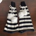 thumbnail image 4 of Cute Bowknot Knitted Flared Leg Warmers Striped Pattern Leg Covers Baggy Flared Wide Leg Long Socks for Women Girls, 4 of 4