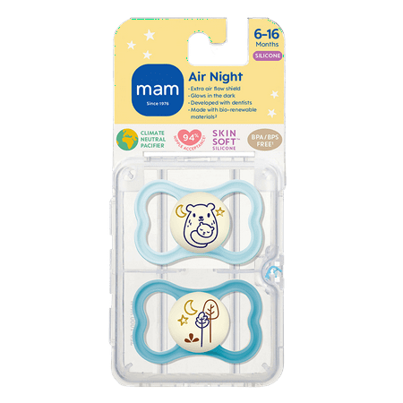 MAM Air Night Pacifier, 6+ Months, Boy, 2 Pack