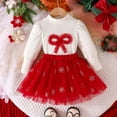 thumbnail image 2 of NIEWTR Ensemble de Noël pour Enfants, Robe de Noël pour Tout-Petits et Bébés Filles, Bandeau, Robe Tutu en Molleton pour Enfants avec Père Noël, Manches Longues, Robes de Fête de Noël (3-4 Ans, Rouge), 2 of 7