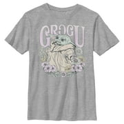Boy's Star Wars: The Mandalorian Grogu Flower Child Graphic Tee Athletic Heather Large