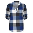 thumbnail image 3 of Women Long Sleeve Blouse V Neck Shirt Lady Plaid Shirt Autumn Checked Baggy T Shirt Tops Blouse Size S-3XL, 3 of 6