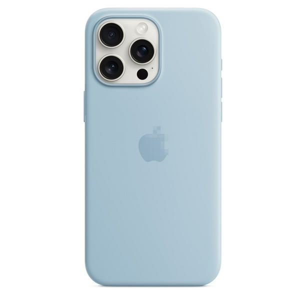 Funda de silicona para iPhone 15 Pro Max con carga inalámbrica MagSafe de 6.7" (azul claro)