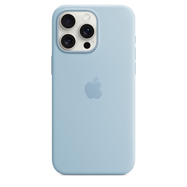 Funda de silicona para iPhone 15 Pro Max con carga inalámbrica MagSafe de 6.7" (azul claro)