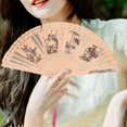 thumbnail image 4 of Sandal Wood Foldable Fan Ancient Elegant Ancient Fan Lovely Hollow Hand Fan for Summer Decor (Flower), 4 of 4