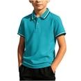 thumbnail image 2 of Unisex Solid Color Short Sleeve Polo Shirt with Contrast Trim, Comfortable Shirt for Boys & Girls, School & Daily Activities, 3-12 Years Blue 9-10 Years, 2 of 6