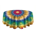 thumbnail image 5 of Rainbow Tie Dye Mandala Pattern Round Tablecloth 60"x60",Wrinkle Wipeable Table Cloth for Kitchen Dining Room Picnic Patio Party, 5 of 6