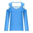 thumbnail image 5 of Samickarr Cold Shoulder Tops for Women Long Sleeve V Neck Crisscross Casual Shirt Fall Fashion Solid Color Loose Outfit, 5 of 5