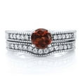 thumbnail image 3 of Gem Stone King 1.35 Ct Round Red Garnet Women's 925 Sterling Silver Engagement Ring Set (Size 5), 3 of 3