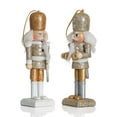 thumbnail image 4 of Ornativity Gold, Silver Christmas Mini Wooden King, Soldier Nutcrackers Xmas Tree Ornaments 5Pcs., 4 of 9