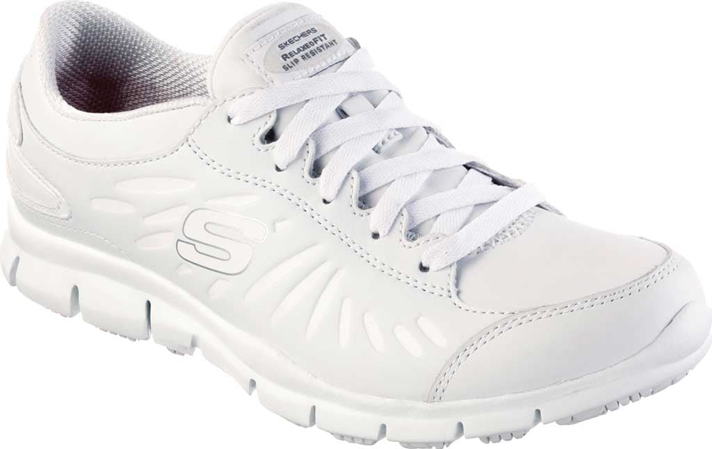 skechers for work women's eldred slip resistant shoe white