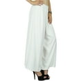 thumbnail image 3 of Bimba Women Flaired Rayon Plain Elastic Waist Wide Leg PalazzoCustom Pants, 3 of 4