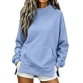 thumbnail image 2 of Basysin Sweatshirts For Women Side Slit Oversized Pullover Tops with Pocket | Long Sleeve Casual Sweatshirts Atheltic Workout Sweater Tops Fall Fashion, 2 of 4