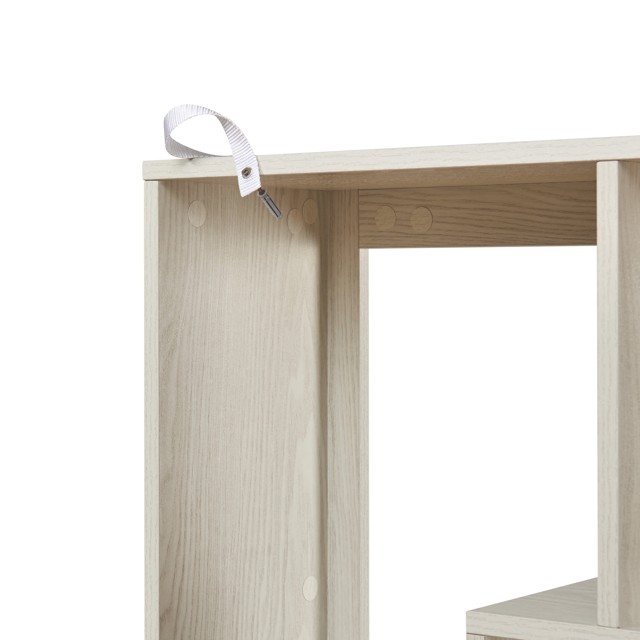 GDF Studio Lexair Multi-Space Free Combination Wood Open Bookshelf, Classified Storage Organizer Bookcase, White Oak