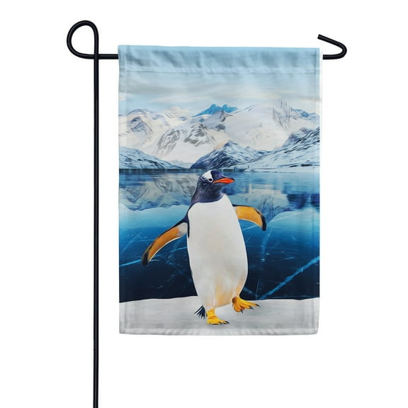 America Forever Winter Penguin Garden Flag Double Sided Vertical Decorative 12.5 x 18 inches for Outdoor, Yard, Porch Happy Holidays Snowy Mountain North Pole Let it Snow Garden Flag