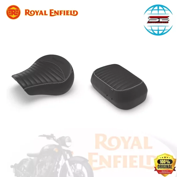 BLACK TOURING RIDER & PASSENGER SEAT FOR ROYAL ENFIELD CLASSIC 350