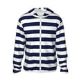 thumbnail image 2 of Uemuo Navy Blue And White Stripes Pattern Women's Full Zip UPF 50+ Sun Protection Hoodie Jacket Long Sleeve Sun Shirt Hiking Outdoor Performance with Pockets-XX-Large, 2 of 9