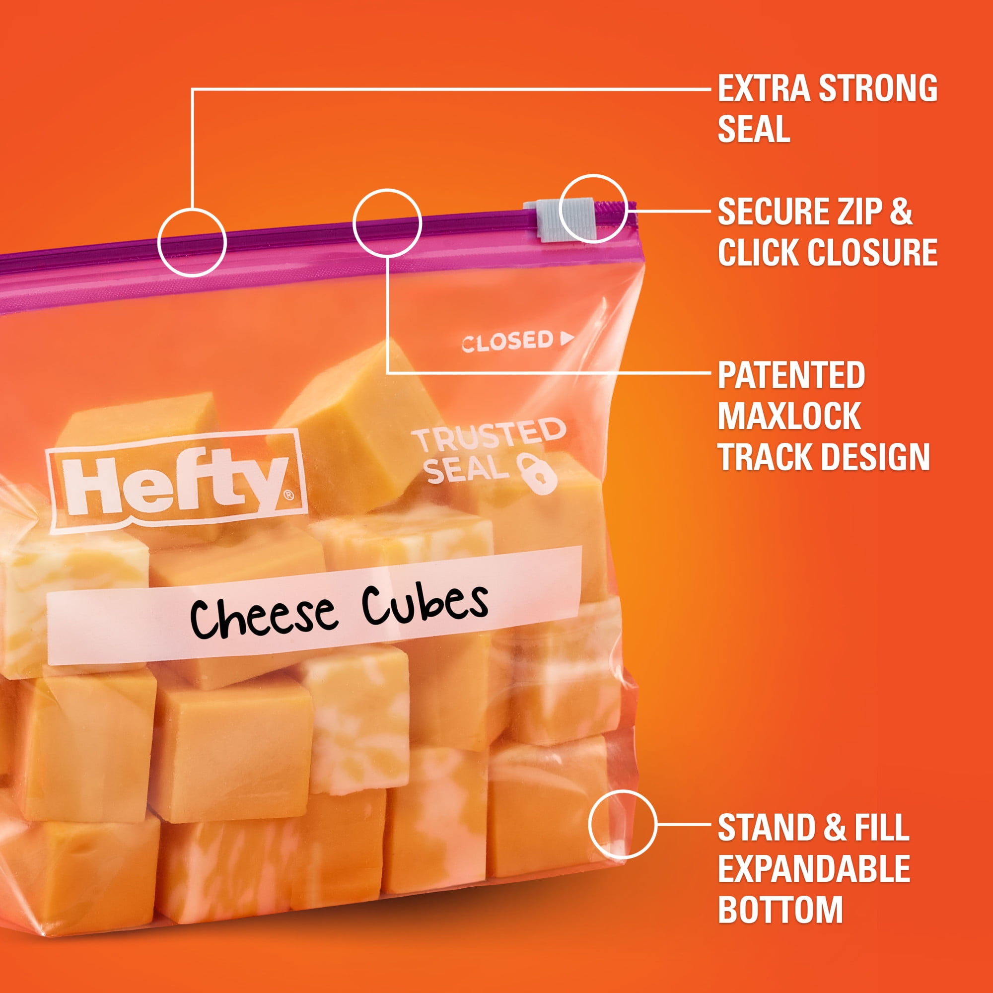 (4 pack) Hefty Slider Quart Storage Bags, 25 Count