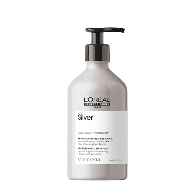 L'Oréal Professionnel Paris Champú Neutralizador Para pelo gris, blanco o rubio claro, Silver, SERIE EXPERT, 500ml