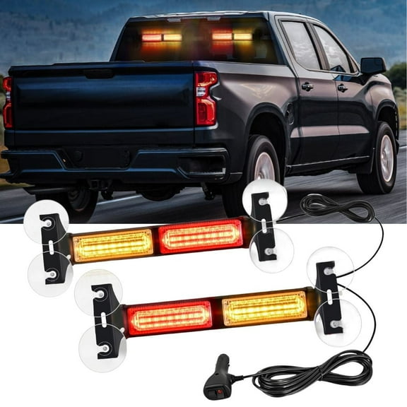 Nilight 40LED Amber Red Emergency Strobe Advisor Light Bar with Suction Cups Dash Safety Warning Hazard Flashing Lights Interior Front/Rear Windshield for Trucks Construction Vehicles