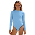 thumbnail image 1 of Swimsuit for Girls, Long Sleeve One Piece Rashguard, Solid Color Beach Vacation Swimsuit for Kids 2-13 Years, 1 of 7
