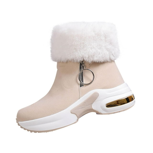 Kyusrd Snow Boots For Women Short Boots Women's Versatile Cool Eye-Catching Edge Thick-Soled Snow Boots Fall And Winter Style Comfortable Height-Enhancing Short Boots