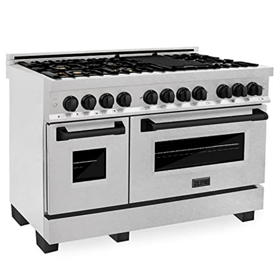 ZLINE 48 in. Autograph Edition Dual Fuel Range in DuraSnow Stainless Steel with Matte Black Accents (RASZ-SN-48-MB)